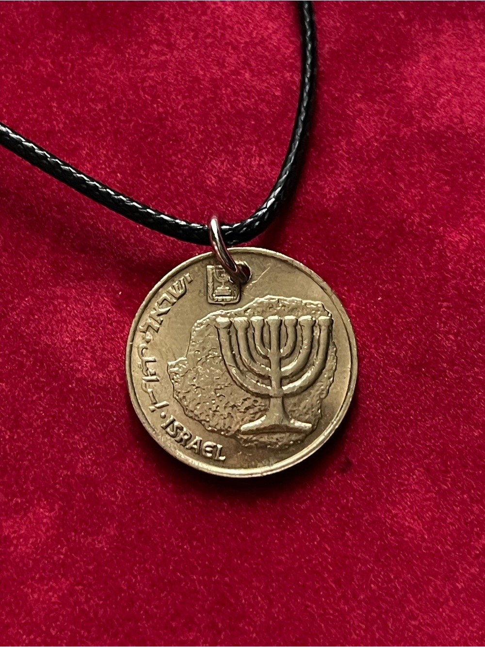 Israel Menorah Coin Pendant necklace